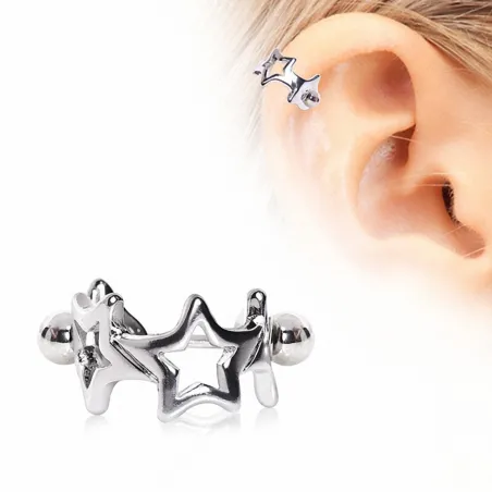 Piercing hélix manchette étoiles