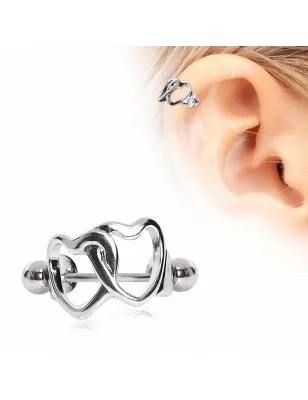 Piercing hélix manchette coeurs
