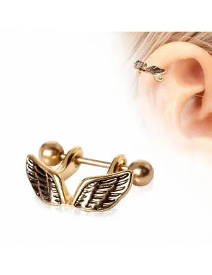 Piercing hélix plaqué or manchette ailes d'ange
