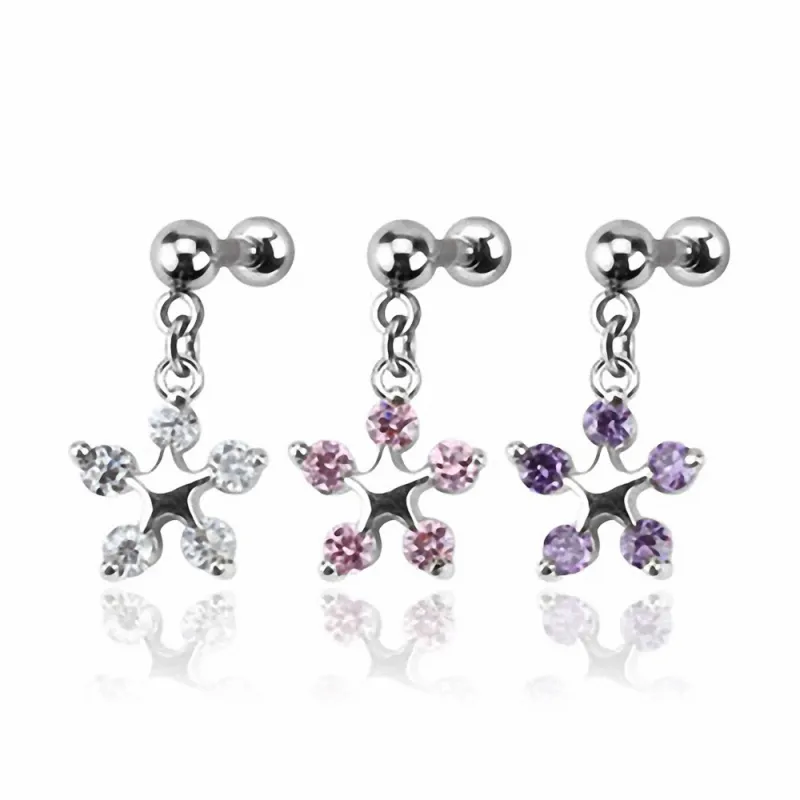 Piercing Cartilage Tragus Pendentif Etoile Fleur