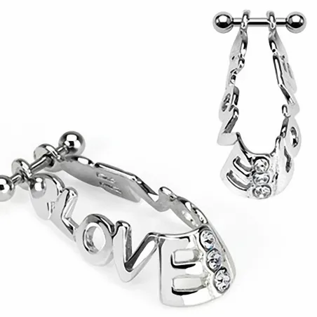 Piercing Helix Cartilage "Love" Gemmes