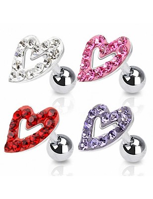 Piercing Oreille Cartilage Tragus Coeur Strass
