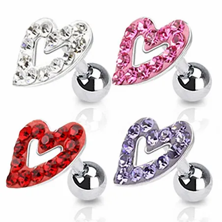Piercing Oreille Cartilage Tragus Coeur Strass