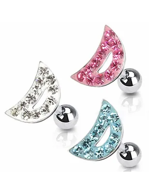 Piercing Cartilage Tragus Croissant de lune Strass
