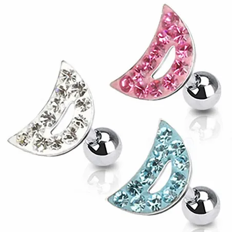 Piercing Cartilage Tragus Croissant de lune Strass