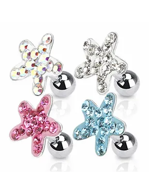 Piercing Cartilage Tragus Etoile de Mer Strass