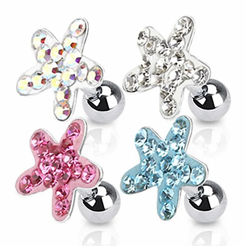 Piercing Cartilage Tragus Etoile de Mer Strass