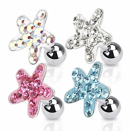 Piercing Cartilage Tragus Etoile de Mer Strass