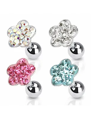 Piercing Cartilage Tragus Fleur Strass