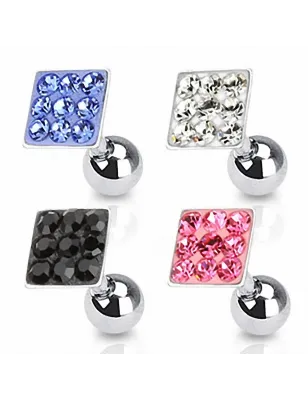 Piercing Cartilage Tragus Carré Strass