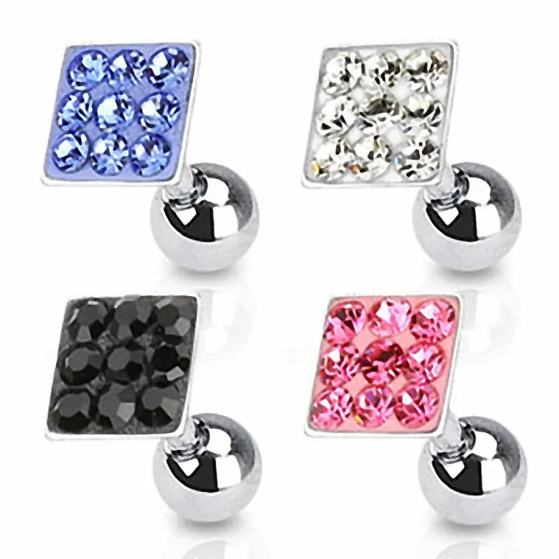 Piercing Cartilage Tragus Carré Strass