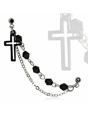 Double Piercing Cartilage Tragus Croix Noire