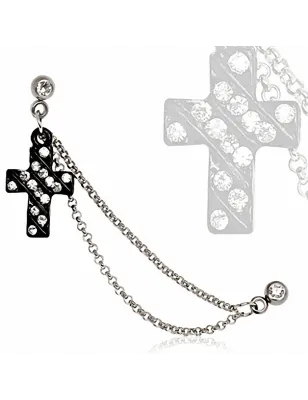 Double Piercing Cartilage Tragus Croix