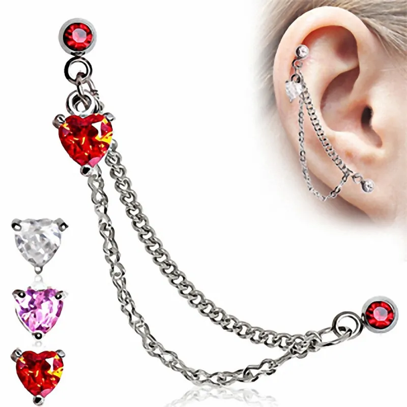 Double Piercing Cartilage Oreille Coeur