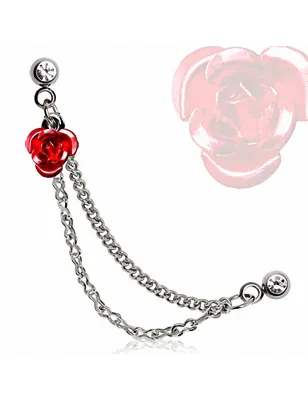 Double Piercing Cartilage Tragus Rose