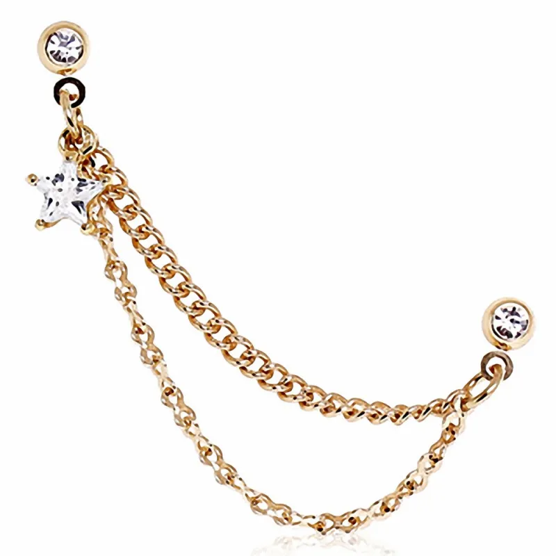 Double Piercing Cartilage Tragus Plaqué Or