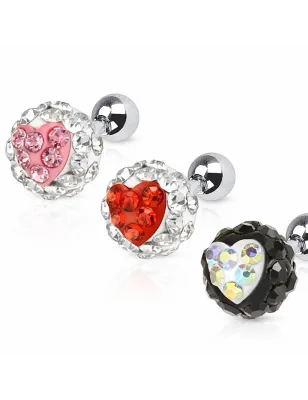 Piercing cartilage coeur crystal