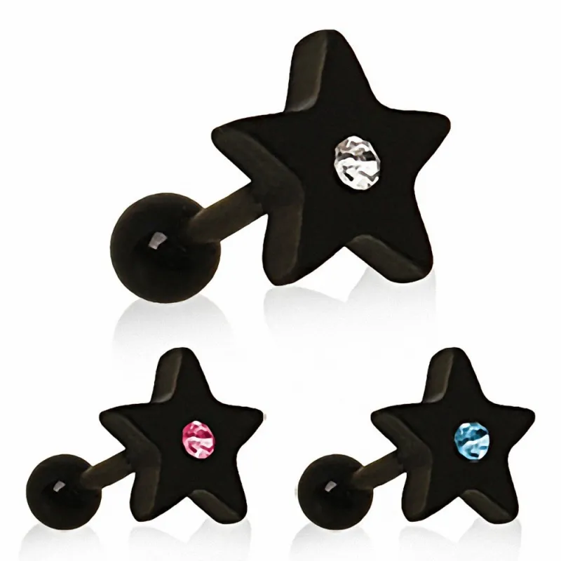 Piercing tragus étoile noire
