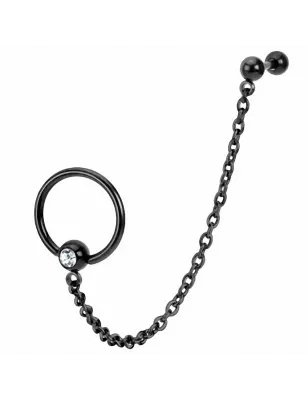 Double Piercing Cartilage Tragus Noir