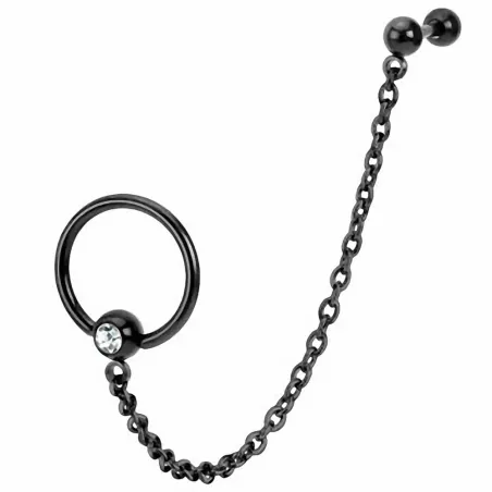 Double Piercing Cartilage Tragus Noir