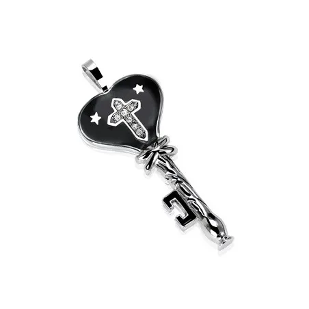 Pendentif Clef / Coeur Etoiles et Gemmes