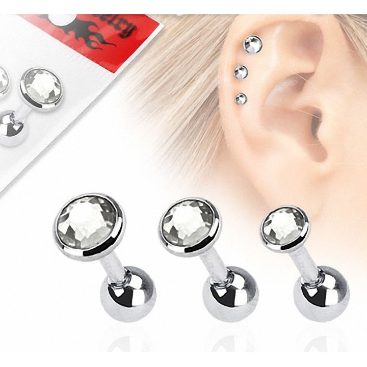 Lot de 3 piercing hélix strass