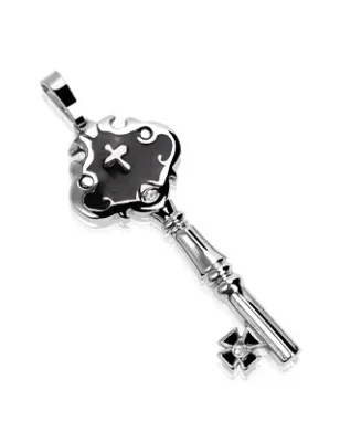 Pendentif Clef Croix et Gemme