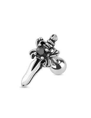 Piercing cartilage hélix épée gemme