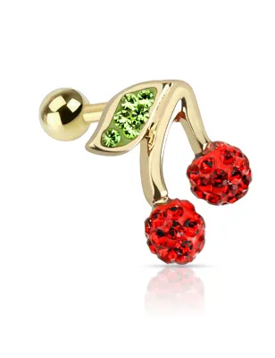 Piercing cartilage hélix doré cerise