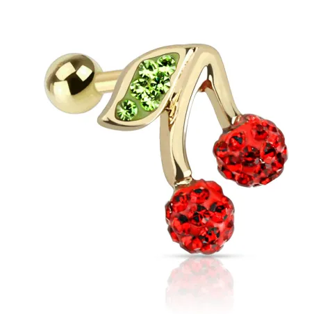 Piercing cartilage hélix doré cerise