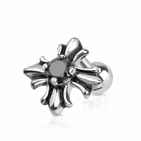 Piercing cartilage hélix croix de fer