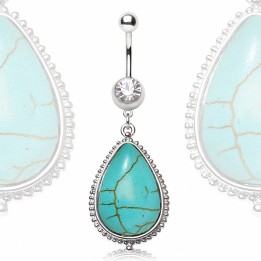 Piercing nombril large turquoise
