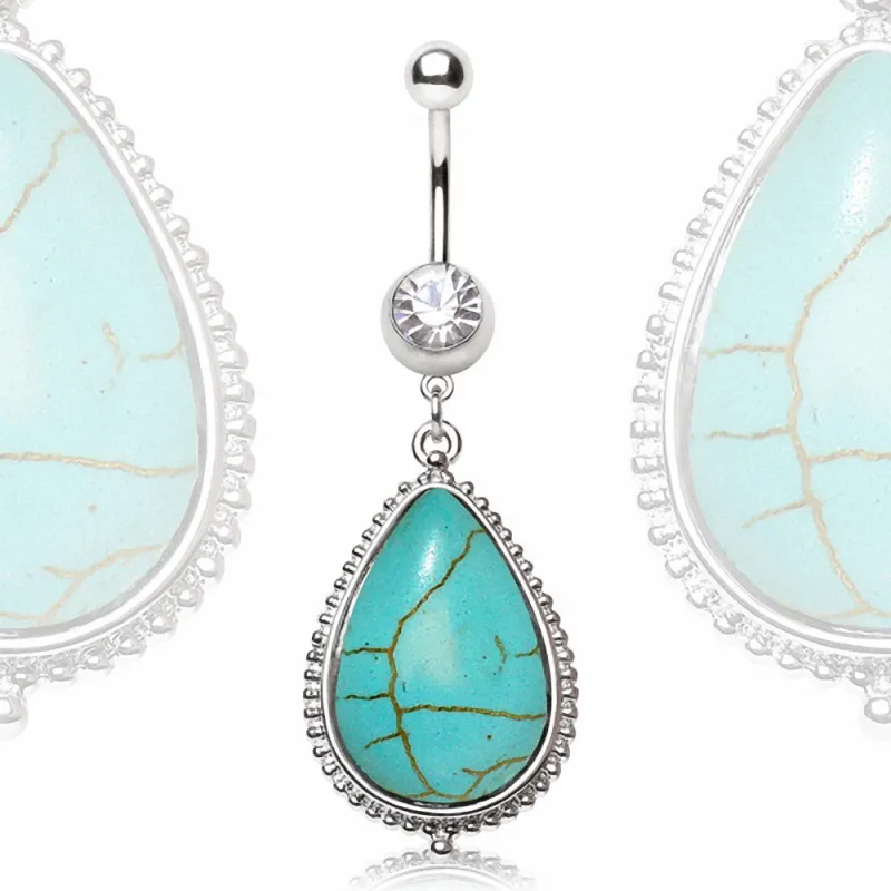 Piercing nombril large turquoise
