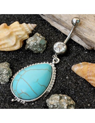 Piercing nombril large turquoise