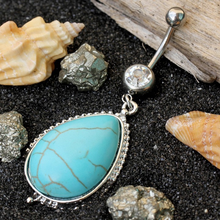 Piercing nombril large turquoise