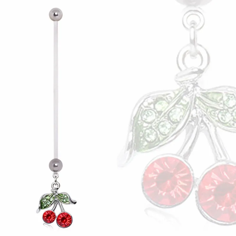 Piercing nombril de grossesse cerise
