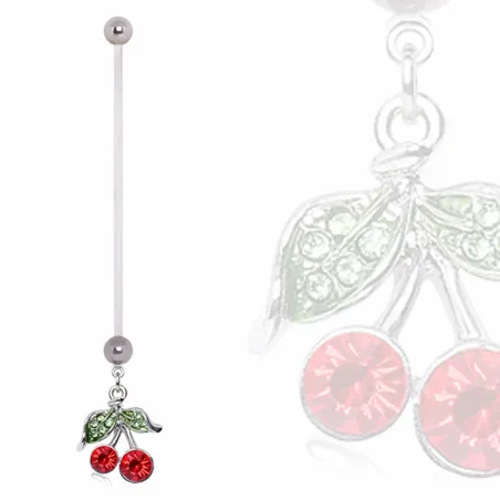 Piercing nombril de grossesse cerise