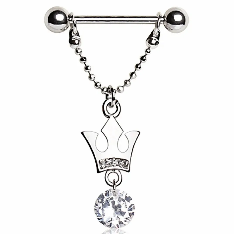 Piercing téton pendentif couronne