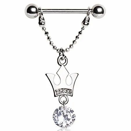 Piercing téton pendentif couronne