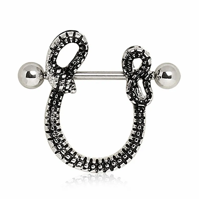 Piercing téton bouclier serpent