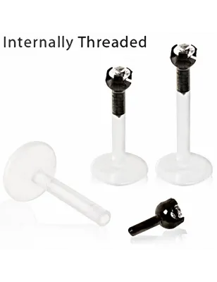 Piercing Labret BioFlex noir strass