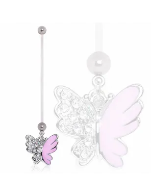 Piercing nombril de grossesse papillon bicolore