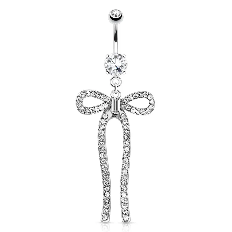 Piercing nombril noeud pavé de strass