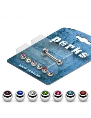 Pack Piercing Labret Boules Serties de Gemmes  - Bijou Piercing Labret
