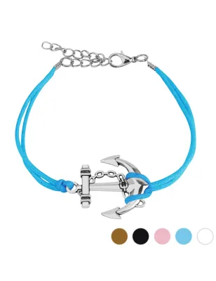 Bracelet similicuir ancre marine