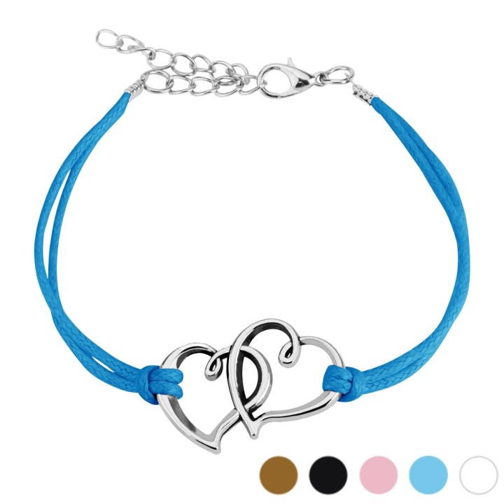 Bracelet similicuir coeurs