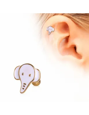Piercing cartilage plaqué or éléphant