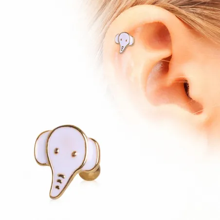 Piercing cartilage plaqué or éléphant