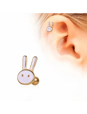Piercing cartilage plaqué or lapin