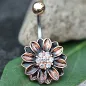 Piercing nombril plaqué or rose fleur